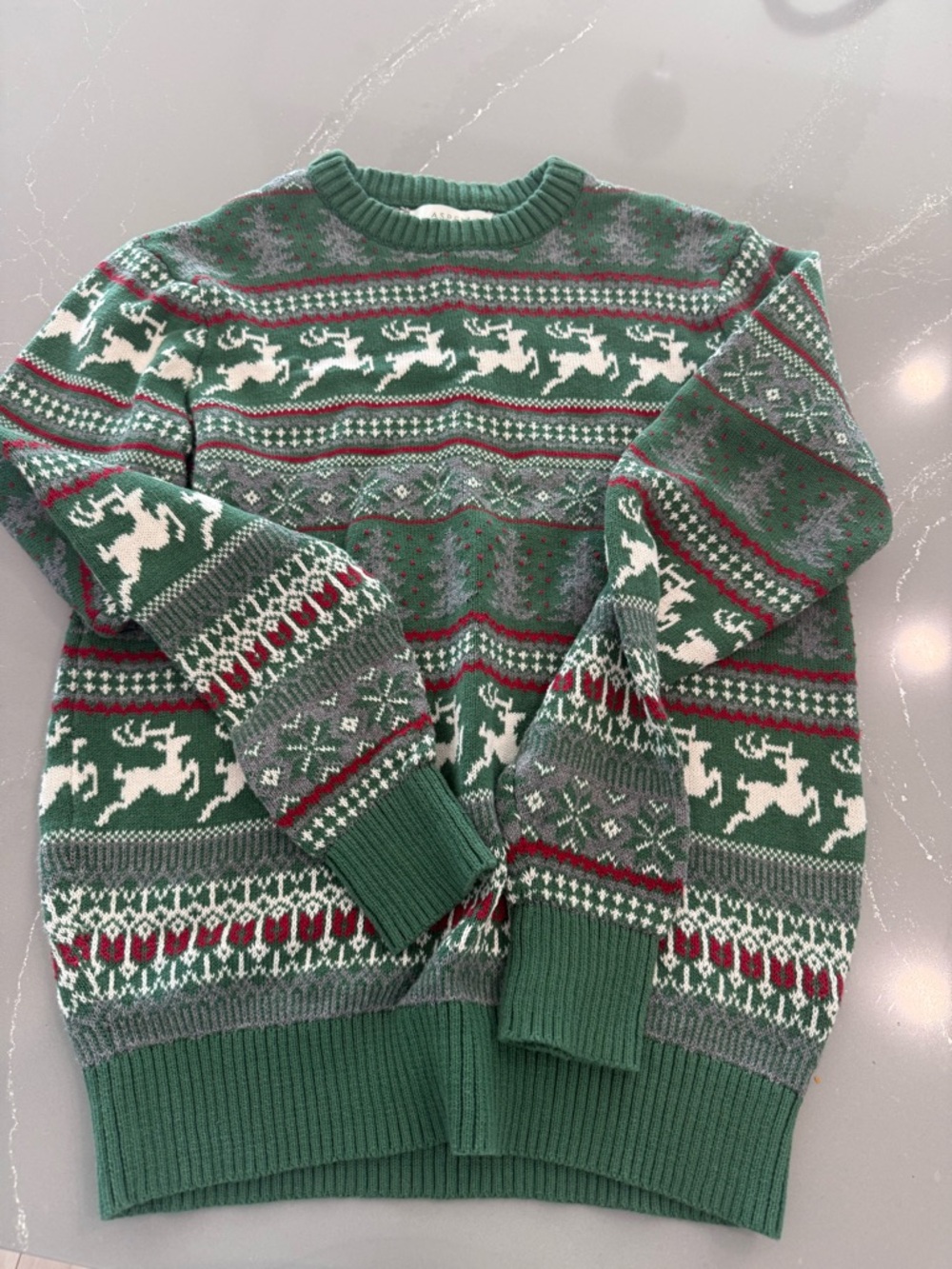 Green Fair Isle Reindeer Crewneck Sweater - Men